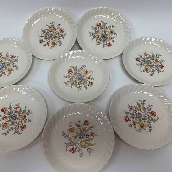 Vintage Clifton by Royal Saucers Ivory Floral Swirl Rim Lot of 8 - Picture 3 of 6